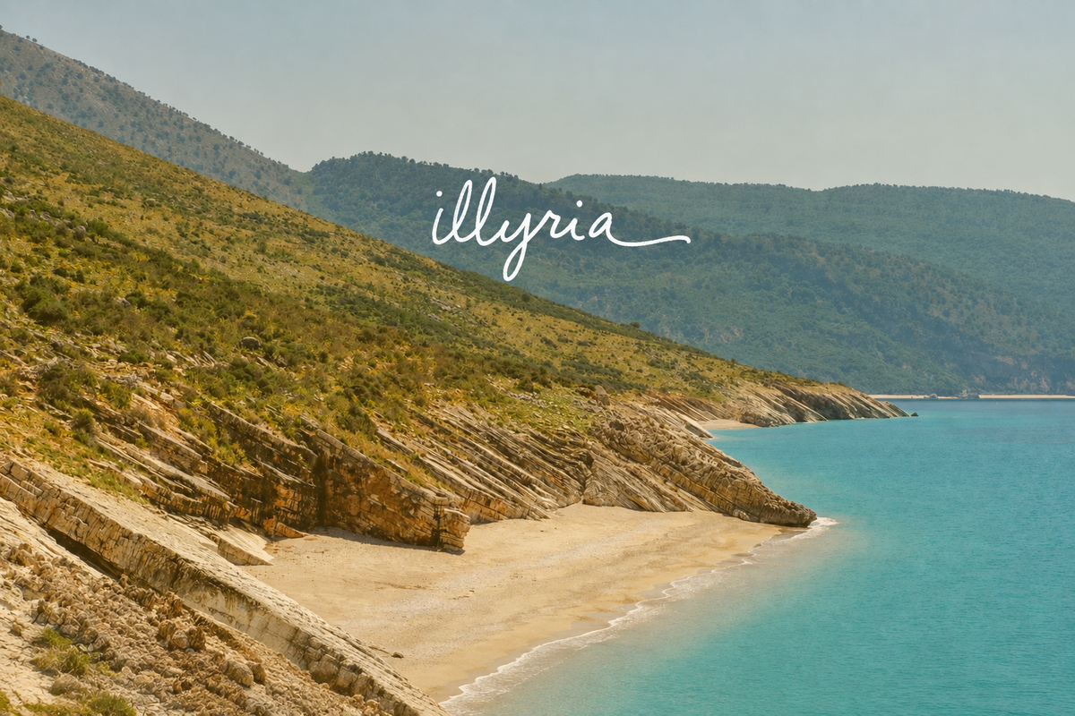 Hero photo with centered white Illyria wordmark